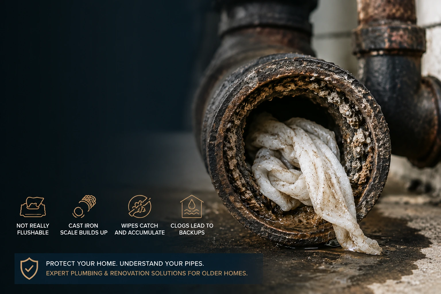 Flushable Wipes Stuck in Cast Iron Pipes: Causes, Solutions & Prevention